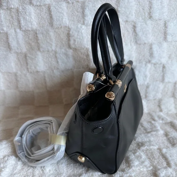 NWT! RARE! 31918 Coach x Selena Gomez Women's Bag Black Leather Grace 20 Satchel - Picture 3 of 11